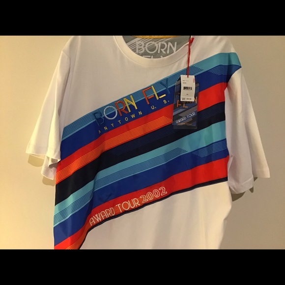 Shirt 2XL White Multi Color Born-Fly USA NWT - Picture 3 of 8